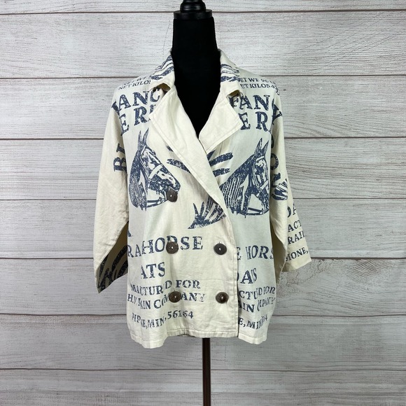 Vintage Horse Print Blouse - Cream - Picture 2 of 8